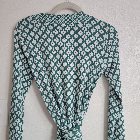 Banana Republic Green White Print Jersey Wrap Dress Small NWT - Picture 4 of 8